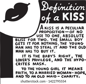 Definition Of A Kiss - Retro Ad Art Banner