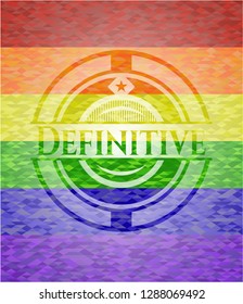 Definitive emblem on mosaic background with the colors of the LGBT flag