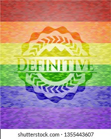 Definitive emblem on mosaic background with the colors of the LGBT flag