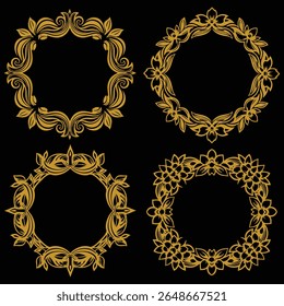 Quadros florais de ouro definitivo Premium decorativo pintado Elementos definir estilo conclusivo