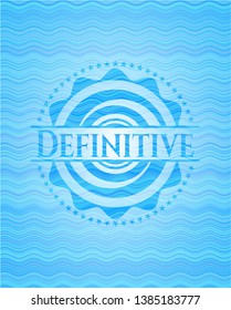 Definitive light blue water badge background. Vector Illustration. Detailed.