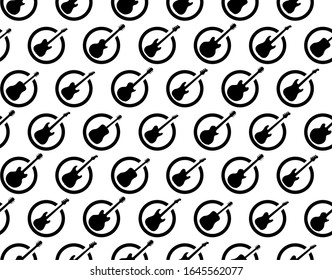 The definitive rock and roll guitar as as rubber ink stamp in black, isolated over a white background.
