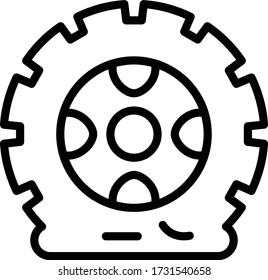 Deflate Tire Concept, Damaged Tyre Vector Icon Design, Tire Shop and Auto Service Center Instruments on white background