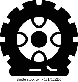 Deflate Tire Concept, Damaged Tyre Vector Glyph Icon Design, Tire Shop and Auto Service Center Instruments on white background, 