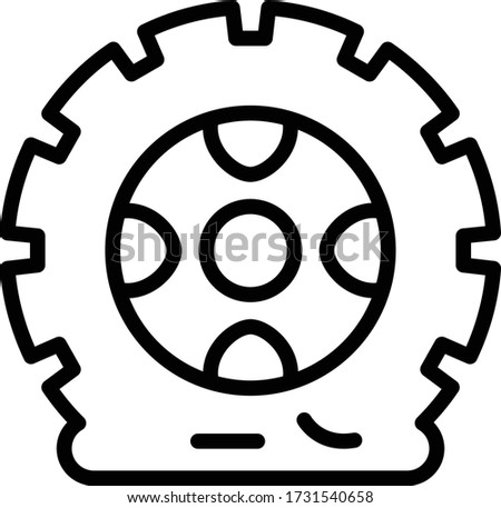 Deflate Tire Concept, Damaged Tyre Vector Icon Design, Tire Shop and Auto Service Center Instruments on white background