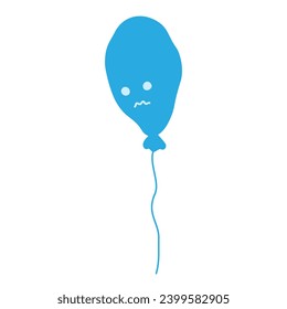 Deflated balloon with sad face in trendy blue shades. Happy Blue Monday greetings design concept