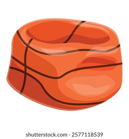 Deflated basketball ball with low pressure, showing signs of wear and tear