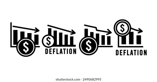 gráfico de deflación Vector de diseño de colección de ilustración de color blanco negro