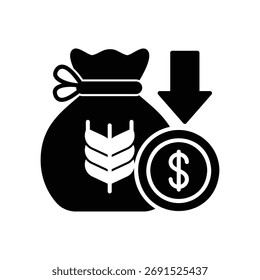 Icono de deflación o disminución del poder adquisitivo de los bienes debido a la crisis económica