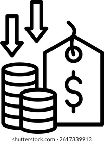 Deflation Icon Line Vector Illustration