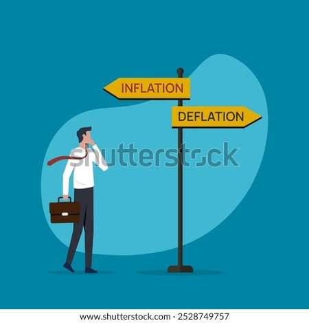 Deflation and inflation concept on the signpost with two different direction ways 