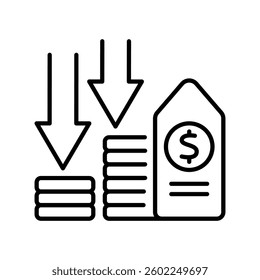 deflation line icon for digital and print projects.  Minimal clean icons for apps and websites. Modern simple icons for UI UX and branding