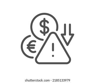 Deflation line icon. Economic crisis sign. Income reduction symbol. Quality design element. Linear style deflation icon. Editable stroke. Vector