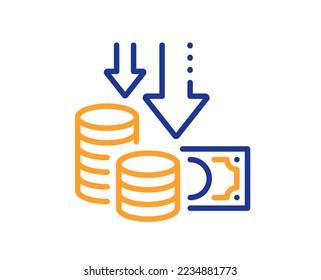 Deflation line icon. Price reduction sign. Reduce rate symbol. Colorful thin line outline concept. Linear style deflation icon. Editable stroke. Vector