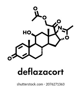 Deflazacort Glucocorticoid Drug Molecule. Skeletal Formula.