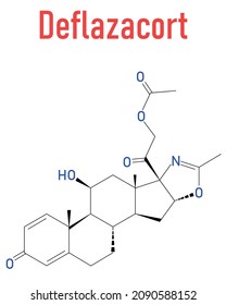 Deflazacort Glucocorticoid Drug Molecule. Skeletal Formula.