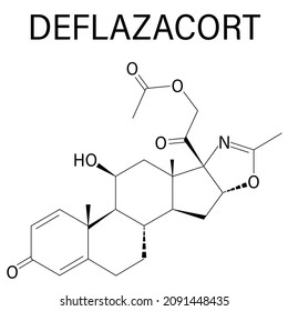 Deflazacort Glucocorticoid Drug Molecule. Skeletal Formula.