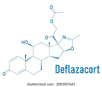 Deflazacort Glucocorticoid Drug Molecule. Skeletal Formula.