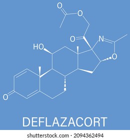 Deflazacort Glucocorticoid Drug Molecule. Skeletal Formula.