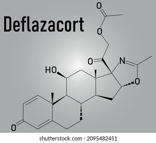 Deflazacort Glucocorticoid Drug Molecule. Skeletal Formula.