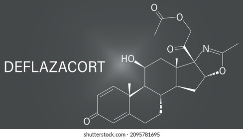 Deflazacort Glucocorticoid Drug Molecule. Skeletal Formula.