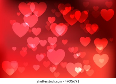 Defocused abstract hearts background texture