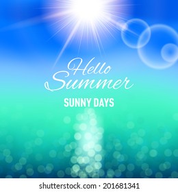Defocused background with sun and sea for your summer design