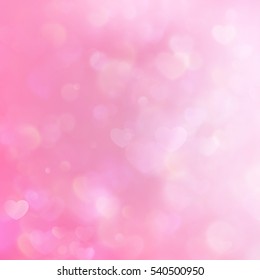 Defocused blinking heart shaped lights, pink toned. Valentine Hearts Abstract Background. St.Valentine s Day Wallpaper. Heart Holiday. EPS 10 vector file included