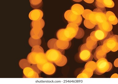 Luces bokeh doradas brillantes desenfocadas dispersas maravillosamente sobre un fondo oscuro, atmósfera de Navidades.