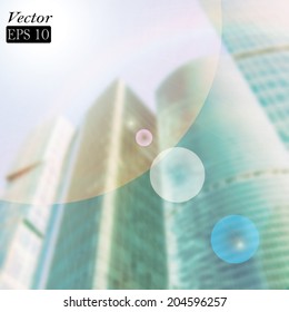 Defocused business buildings. Vector format.