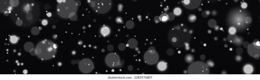 Defocused Christmas background. Star burst white sparkles. Magic sparks glitter special blur bokeh effect. Sparkling magical dust particle. Lens flare light sparkle, shiny glittering glow stars vector