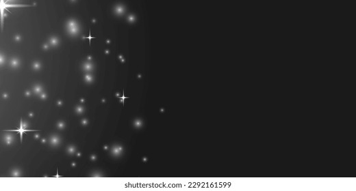 Defocused Christmas background. Star burst white sparkles. Magic sparks glitter special blur bokeh effect. Sparkling magical dust particle. Lens flare light sparkle, shiny glittering glow stars vector