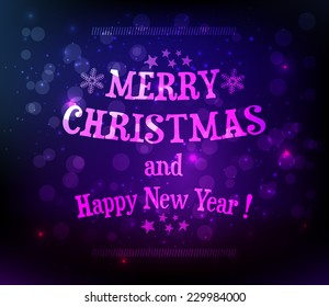 Defocused Christmas light background with text message