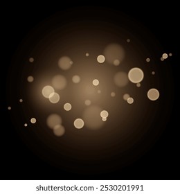 Bokeh isolado de ouro desfocado, luzes cintilantes no fundo preto. Ilustração vetorial