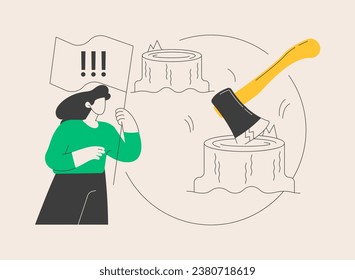 Deforestation abstract concept vector illustration. Environmental change, wildlife degradation, causes of deforestation, environmentalism, palm oil production, agricultural land abstract metaphor.