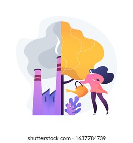 Deforestation and clearcutting problem. City pollution and nature ecosystem. Protect forest, reforestation idea, urbanization consequences. Vector isolated concept metaphor illustration