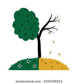 Deforestation, Destruction of Wood, Ecological Problem, Environmental Pollution By Chemicals and Industry Waste illustration Vector Illustration