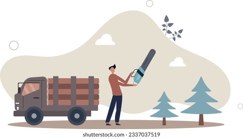 Deforestation environmental problem, clearing of forested land .flat vector illustration.