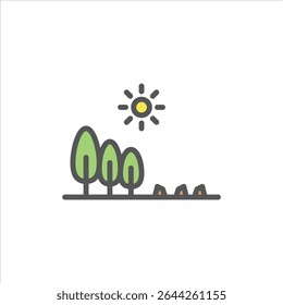 Deforestation filled outline icon. Cutting Tree color line illustration.