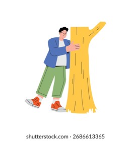 Abrazo de deforestación Ilustración vectorial plana 