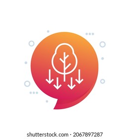 deforestation icon, decrease in forest areas vector