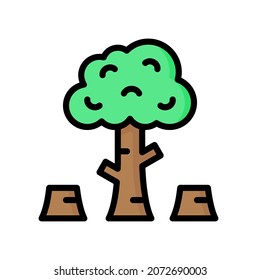 Deforestation Icon, Filled Line style icon vector illustration, Suitable for website, mobile app, print, presentation, infographic and any other project.