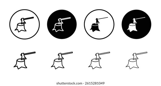 Deforestation icon Flat simple outline set