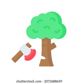 Deforestation Icon, Flat style icon vector illustration, Suitable for website, mobile app, print, presentation, infographic and any other project.