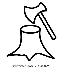 deforestation icon flat thin outline art logo
