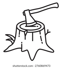 The deforestation icon i.e. excessive logging is depicted with a stump and an axe