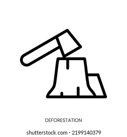 deforestation icon. Line Art Style Design Isolated On White Background