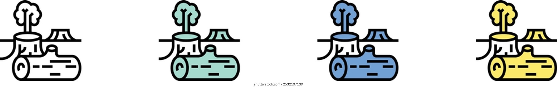 deforestation icon. Outline, Green, Blue and Yellow Style Design Isolated On White Background