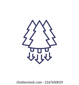deforestation icon, reduction in forest area, line vector