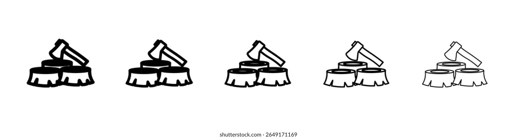 Deforestation icon thin outline logo mark set